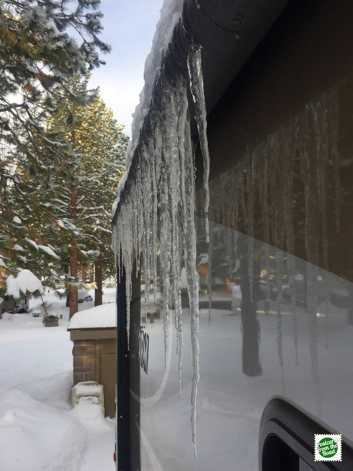 Icicles on the side of our coach.