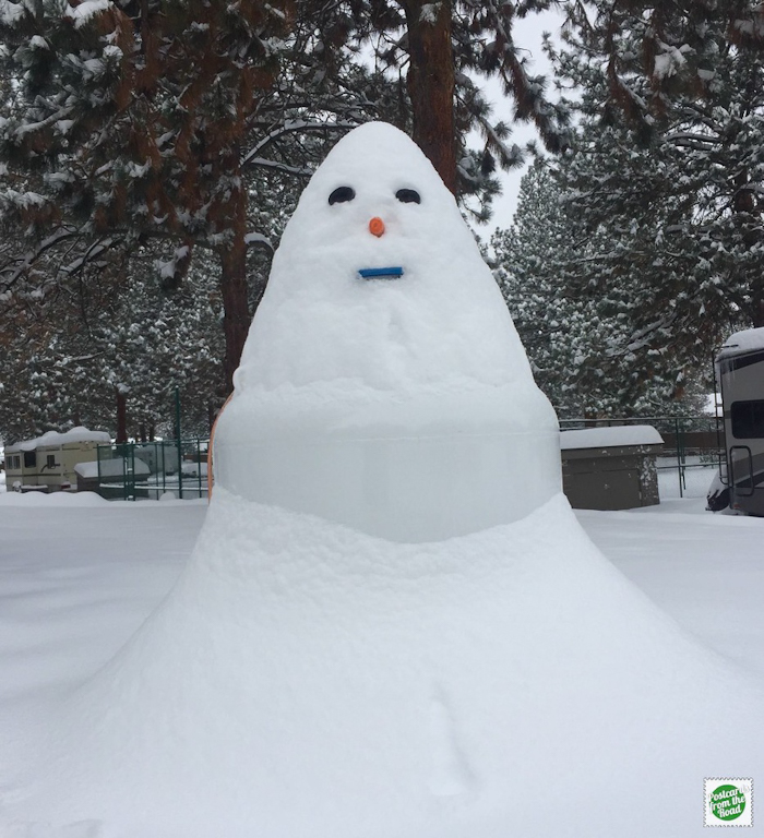 100 gallon propane tank turned a snowman.